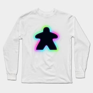 Neon Retro Board Game Meeple Long Sleeve T-Shirt